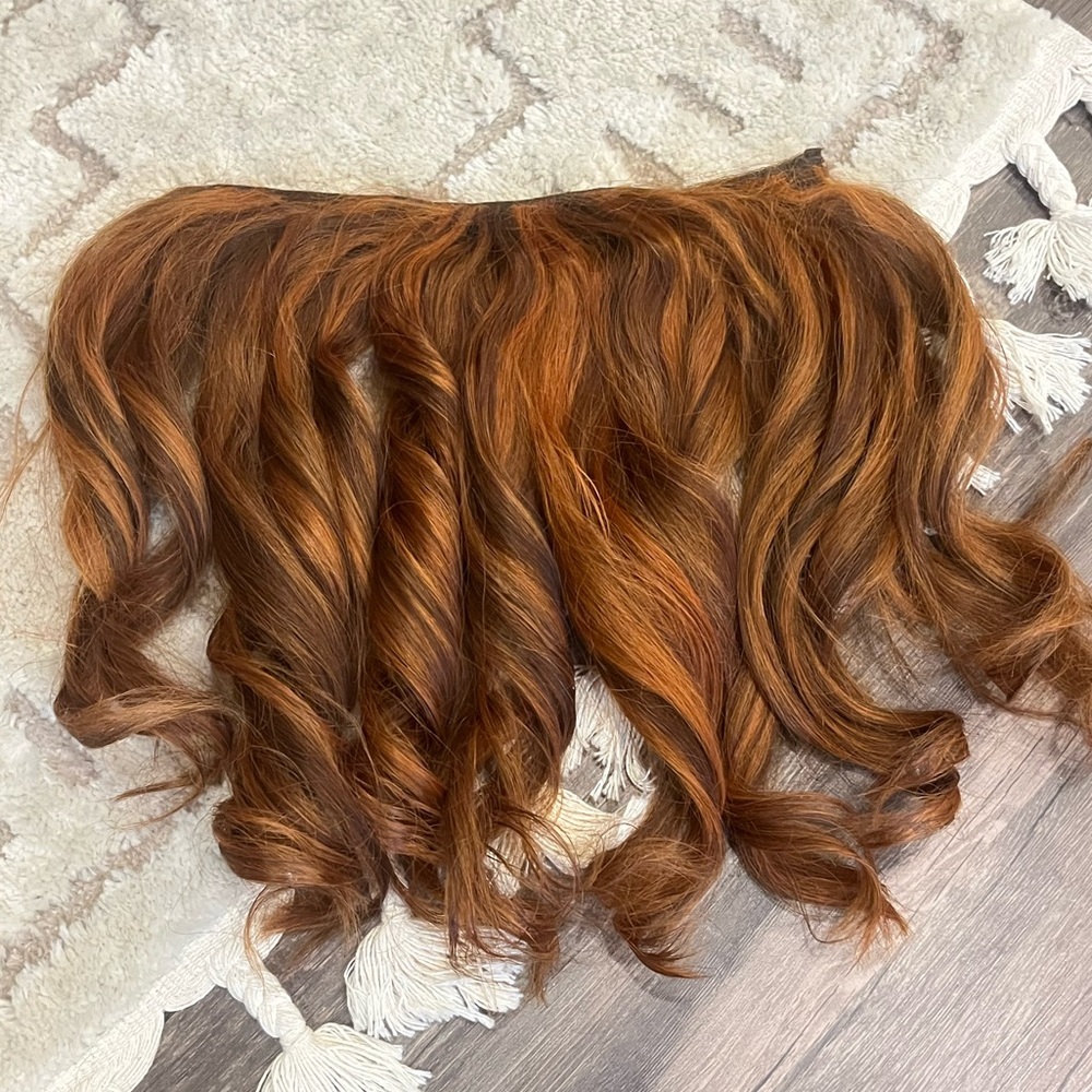 Zala 14” Professionally dyed Auburn Halo Hair  w/brown Highlights - Human Hair